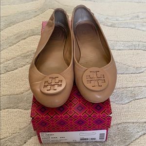 Tory Burch Light Oak Minnie Travel Ballet sz 7.5